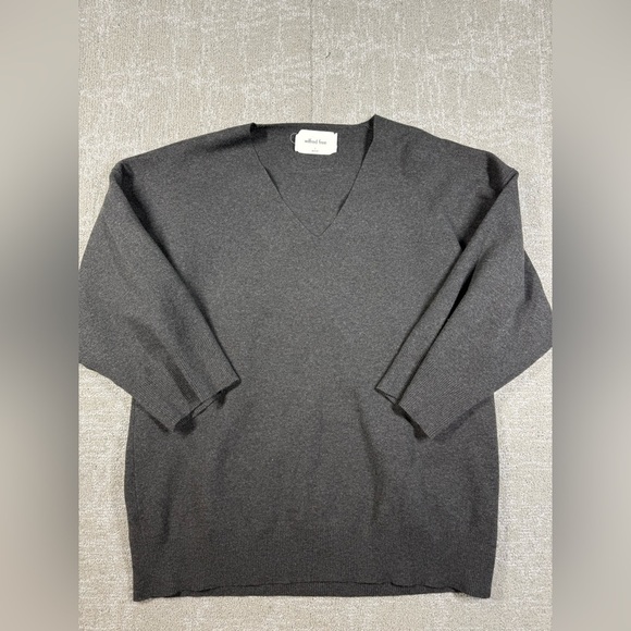 Aritzia Wilfred Gray V-Neck Loose Sleeve Minimalist Casual Sweater Women Sz 2 - Picture 1 of 6